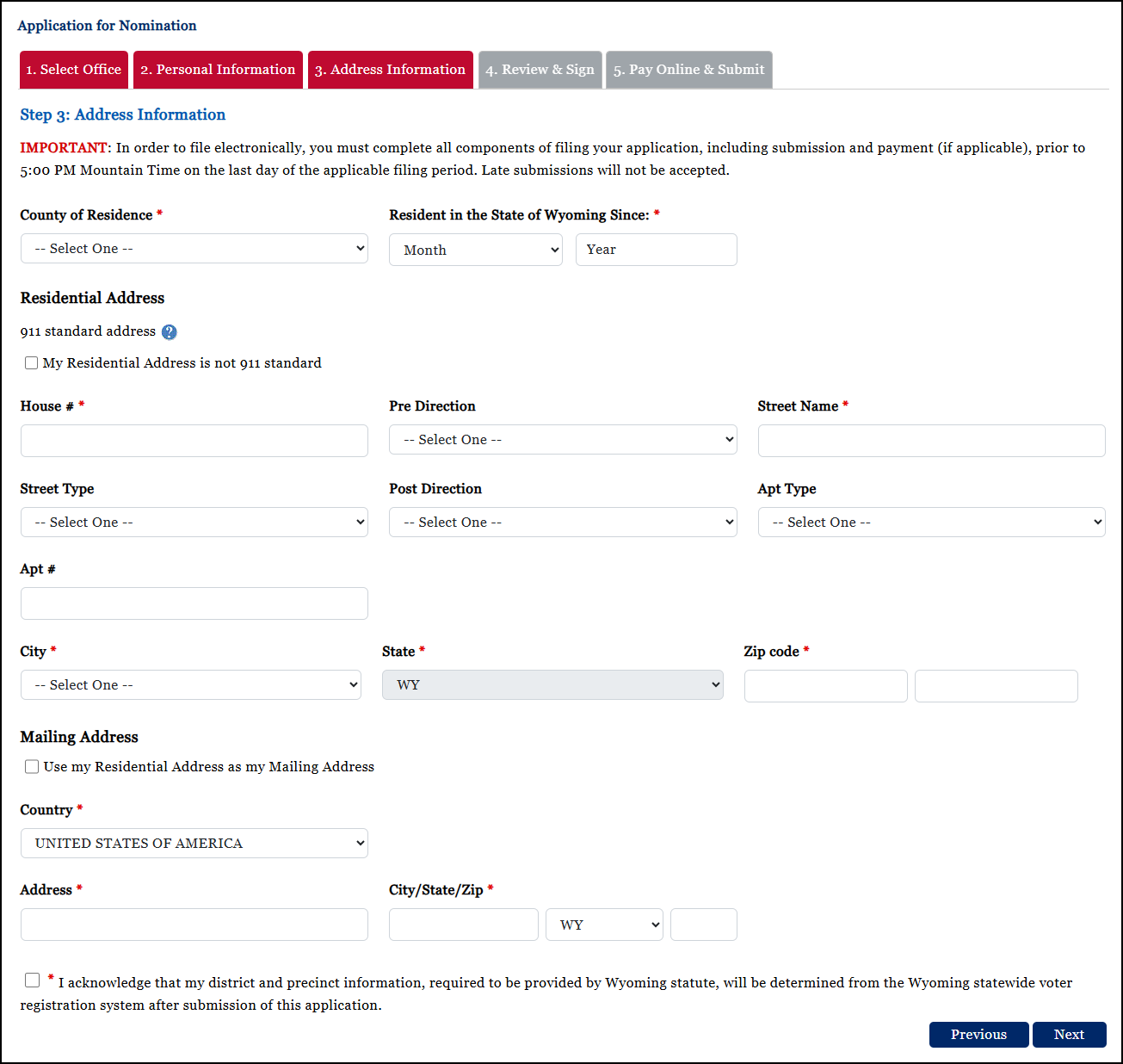 Step 3 - Address Information