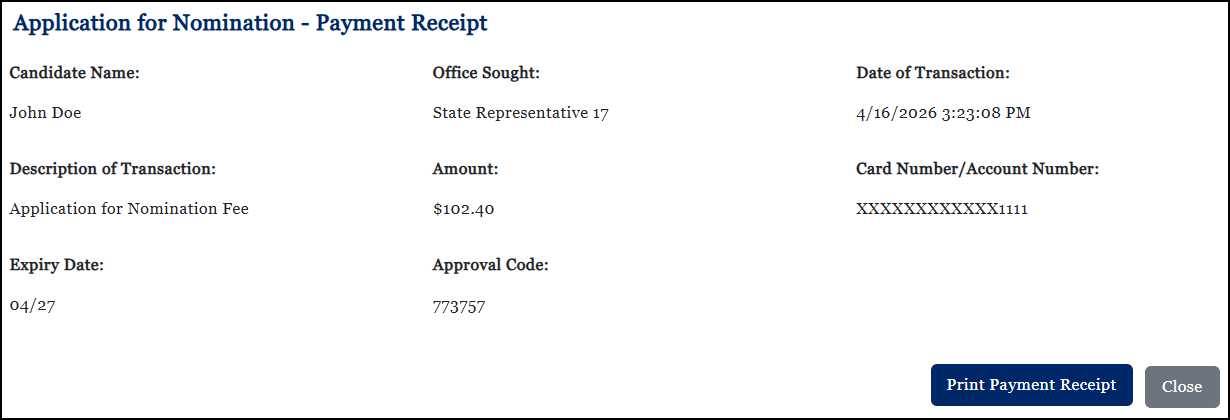 Payment Receipt