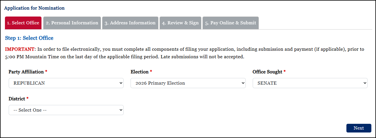 Additional drop-downs appear as selections are made