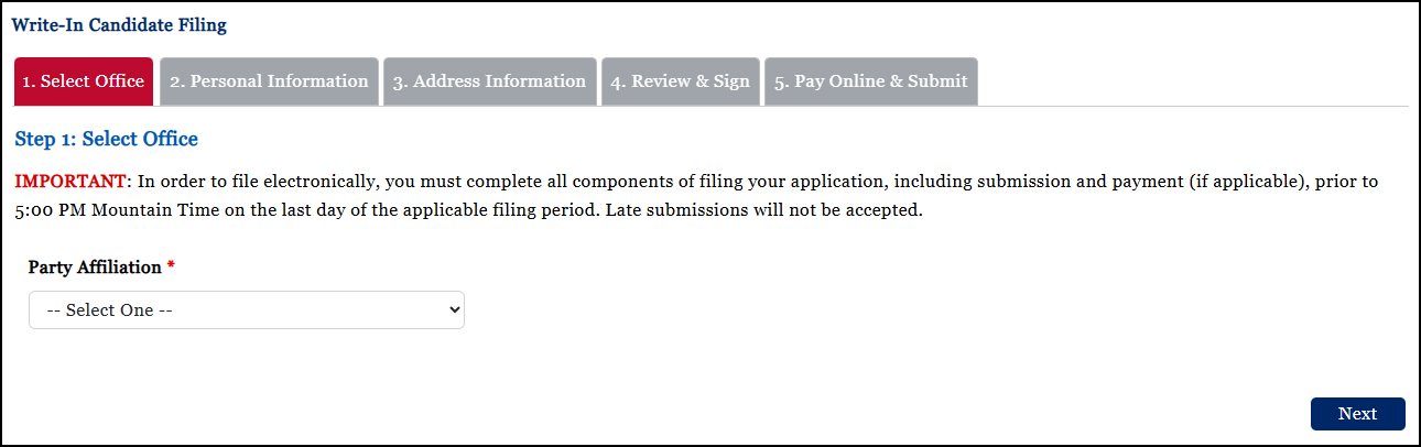 Step 1 - Select Office